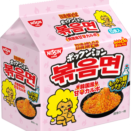 Nissin Yakisoba Bokkeummyeon Korean-Style Sweet & Spicy Carbonara Instant 100g x5 Packs