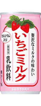 Suntory Strawberry Milk Can 190g(6.7oz) Juice 1%