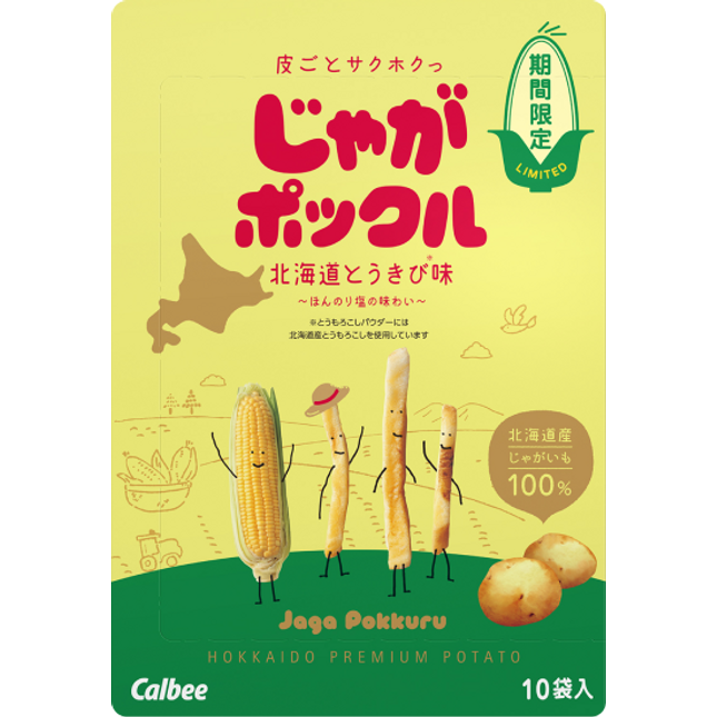 Calbee Jaga Pokkuru Hokkaido Sweet Corn Flavor Potato Crisps 180g(10P) Box