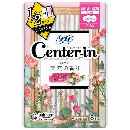 Unicharm Center-In Compact1/2 Natural Floral Scent Extra Moderate to Heavy Flow Slim Winged 24.5cm 8pcs
